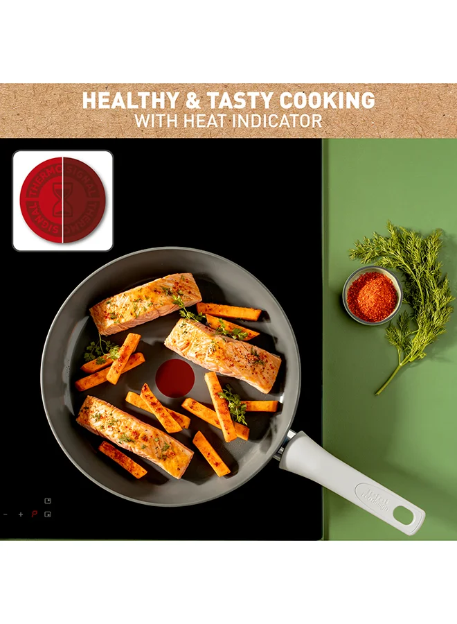 Tefal TEFAL Renew, On | Frypan 32 cm | Ceramic Non-Stick Coating | 100% recycled aluminium body | Healthy Cooking | Thermo-Signal™ | Made in France | 2 Years Warranty | C4270832 Grey - Hippo Iron