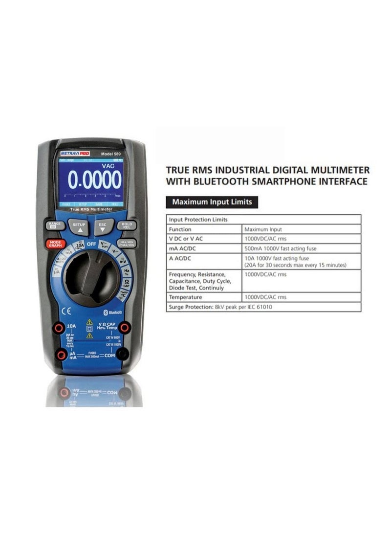 METRAVI Metravi PRO 589 Digital TRMS Multimeter with Bluetooth TFT Screen Trend Capture Data Logging  - Image 4