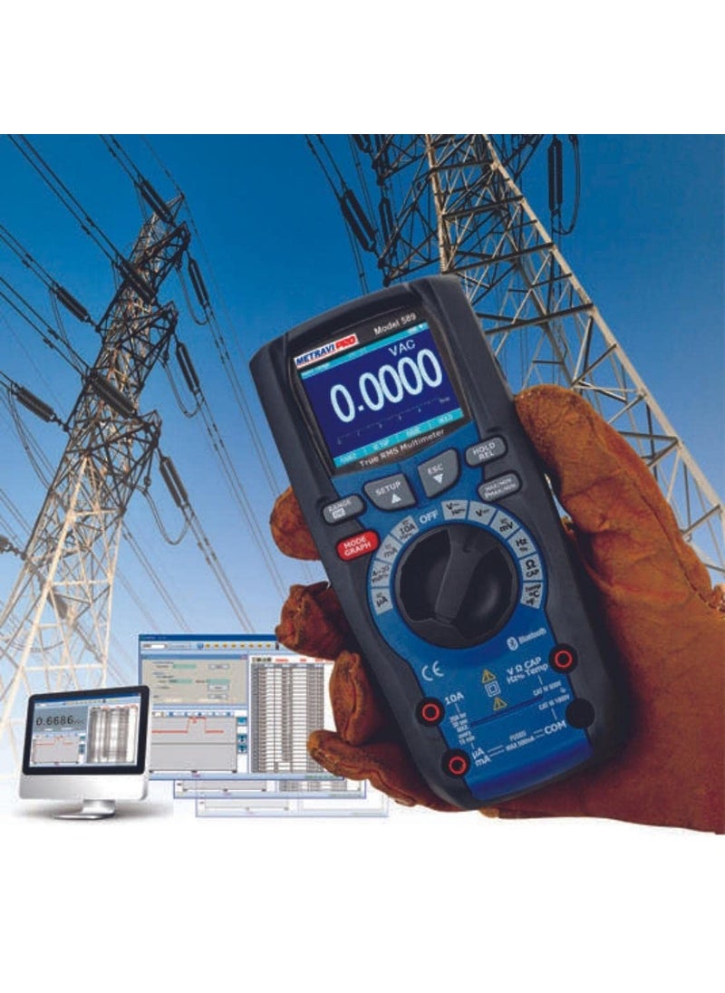 METRAVI Metravi PRO 589 Digital TRMS Multimeter with Bluetooth TFT Screen Trend Capture Data Logging  - Image 3