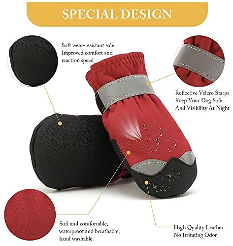 KUTKUT Dog Boots for Small Dogs|Anti Skid Paw Protector for Hot Summer for Shih Tzu,Pug, King Charls etc|Pet Shoes with Reflective Straps & Non-Slip Sole|Soft & Lightweight Dog Footwear (Size:4) - Image 3