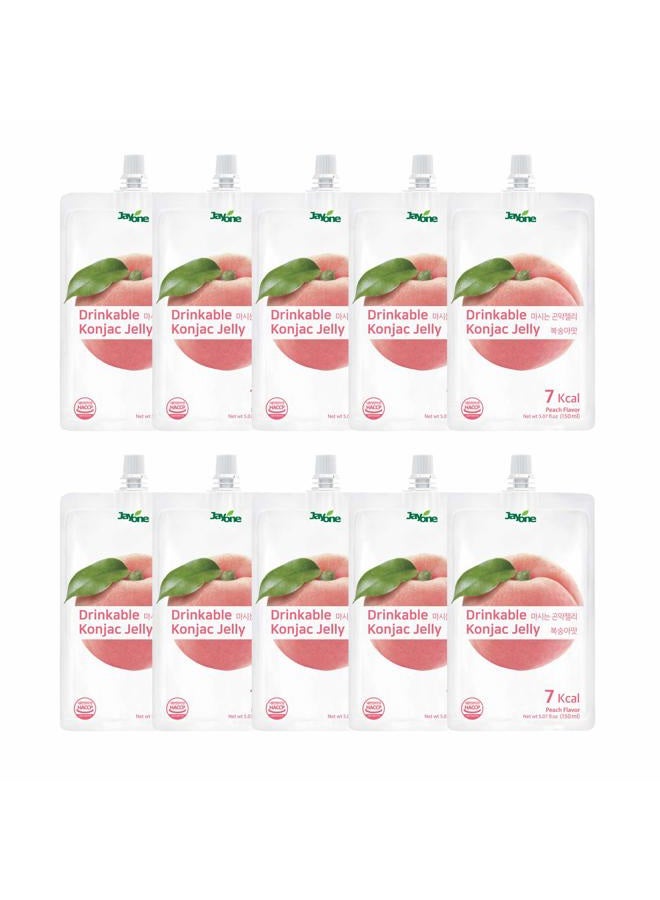 Jayone Drinkable Konjac Jelly (10 Packs of 150ml) - Healthy and Natural Weight Loss Diet Supplement Foods, 0 Gram Sugar, Low Calorie, Only 7 kcal Each Packets (Peach) - Image 1