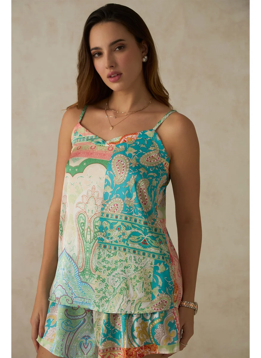 فيرجيو Virgio Women Paz Top Abstract Floral Strappy Top