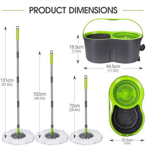 Masthome Spin Mop Bucket SystemMasthome Pedal Spin Mop and Bucket with Wringer SetEasyWring Microfiber Mop with 3 Mop Pads360Spinning Floor Cleaning System Home Office Suitable - Image 5