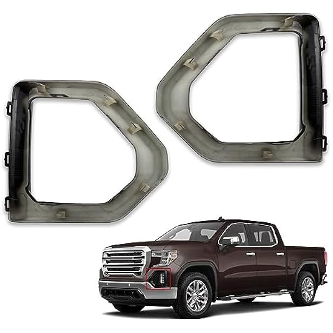 BINQIGOO 1 Pair Front Fog Light Bezel Cover Exterior Trim Replacement Compatible With Gmc Sierra 1500 4Door 20192021 Denali Slt At4 Front Bumper FrameBlack - Image 5