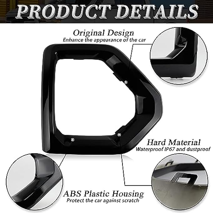 BINQIGOO 1 Pair Front Fog Light Bezel Cover Exterior Trim Replacement Compatible With Gmc Sierra 1500 4Door 20192021 Denali Slt At4 Front Bumper FrameBlack - Image 4