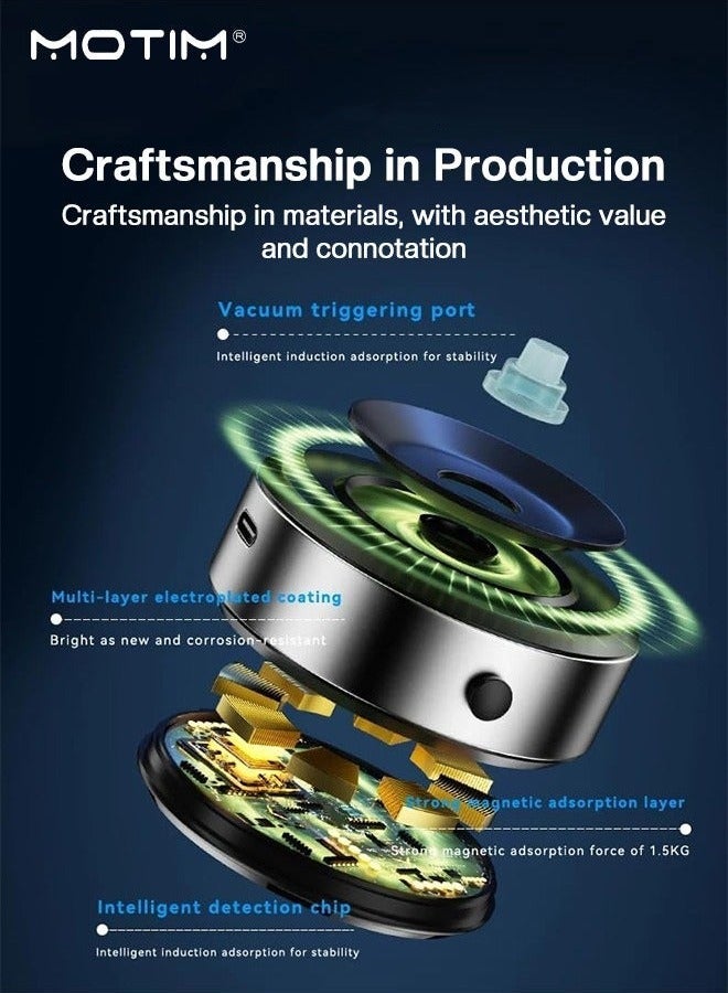 Motim Magnetic Car Phone Mount, Vacuum Suction Cup Car Phone Holder, Universal Magnetic Phone Holder Vacuum Adsorption Stable Compatible with Most Phone, Easy Installation - Image 5