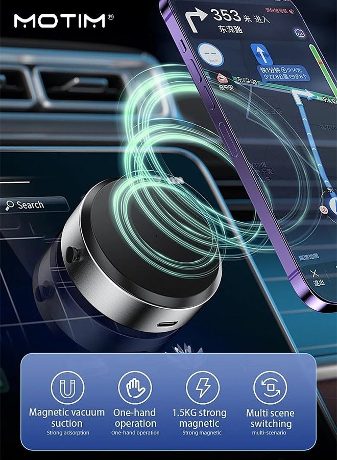Motim Magnetic Car Phone Mount, Vacuum Suction Cup Car Phone Holder, Universal Magnetic Phone Holder Vacuum Adsorption Stable Compatible with Most Phone, Easy Installation - Image 2