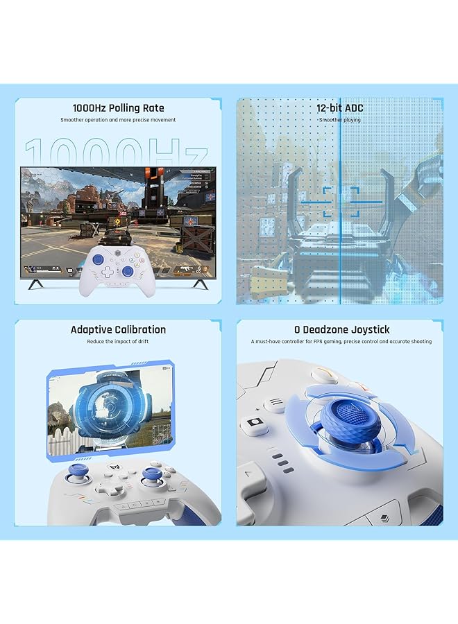 KASTWAVE Pc Controllers Rainbow 2 Se Wireless Controllers Motion Control Hall Effect Trigger 12 Bit Adc 3 Sets Of Joysticks 4 Way&8 Way D Pad Pc App Controller For Switch/Pc/Android/Ios - Image 4