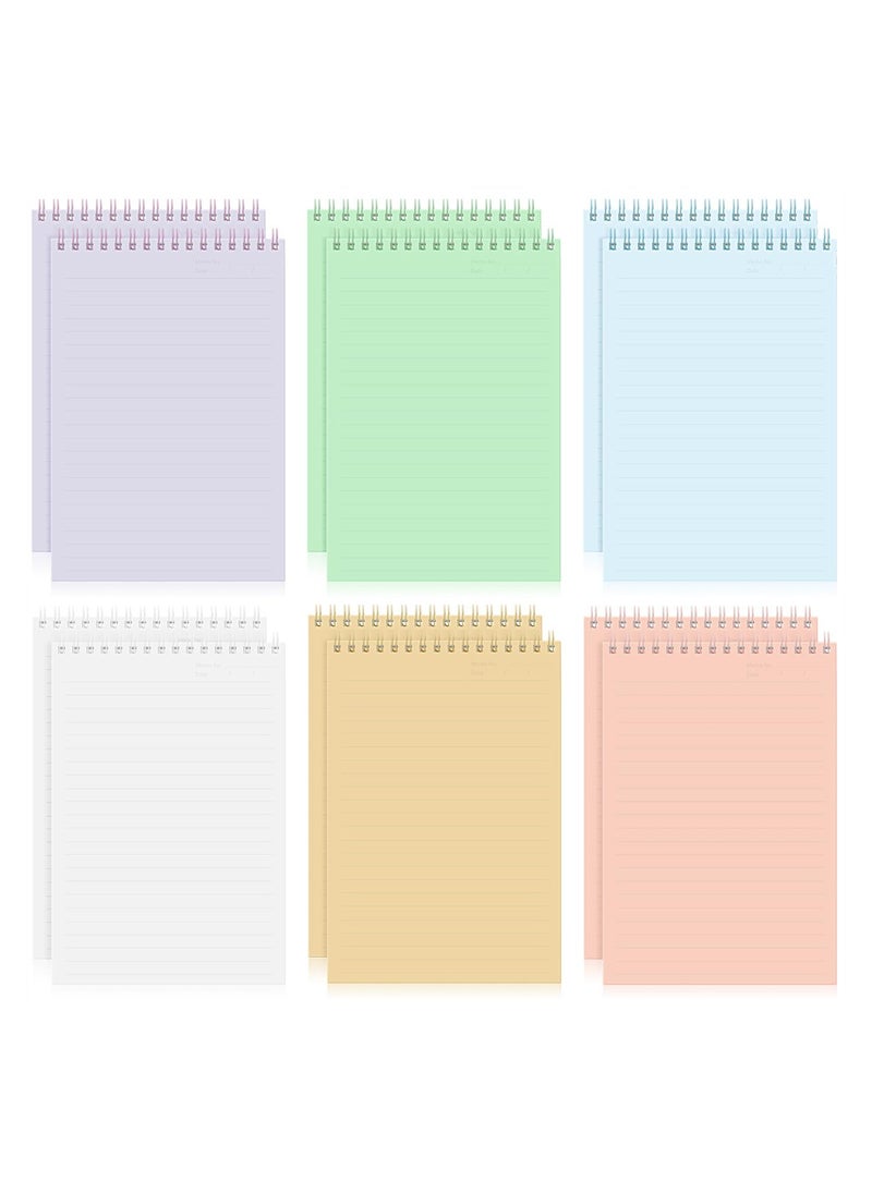 SYOSI - Spiral Notebooks, 12 Pcs Top Bound Spiral Notebook, A5 Steno Pads with Colorful PP Cover Ruled Lined Paper 80 Sheets (160 Pages) Journal Notepad forStudy and Notes, 6 Colors - Image 1