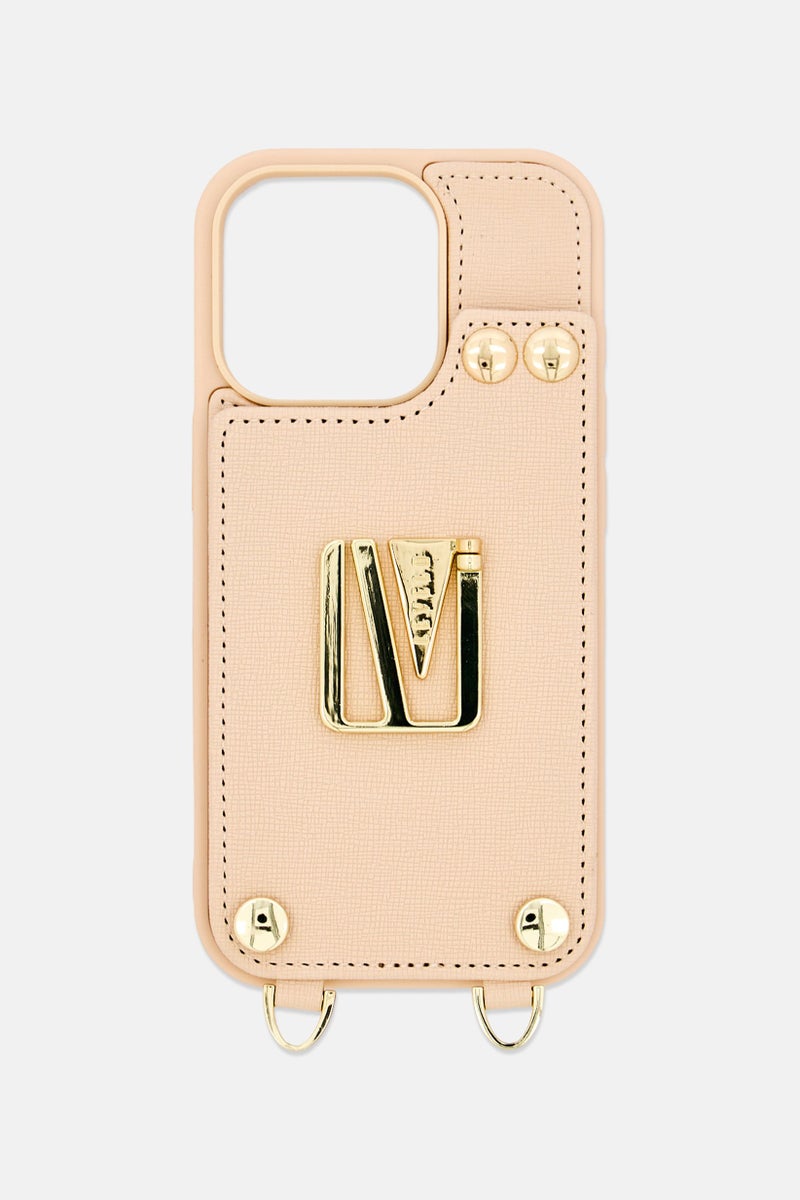 LEVELO iPhone 16 Pro Serena Leather 3 Card Slots Protective Case, Beige - Image 1