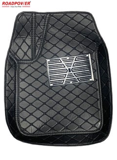 RoadPower Car Floor Mats Luxury Faux Leather 033 Automotive Floor Mats All Weather Is Universal 5 Pieces Black  - Image 3