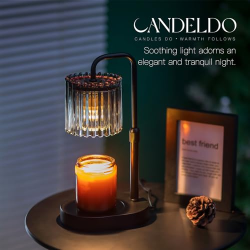 Candeldo Candle Warmer Lamp with Timer: Black Candle Warming Lamp Height Adjustable Wax Melt Warmer Dimmable Modern Farmhouse New Home Bedroom Decor Mothers Day Housewarming Gift for Women - Image 2