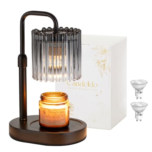 Candeldo Candle Warmer Lamp with Timer: Black Candle Warming Lamp Height Adjustable Wax Melt Warmer Dimmable Modern Farmhouse New Home Bedroom Decor Mothers Day Housewarming Gift for Women - Image 1