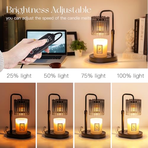 Candeldo Candle Warmer Lamp with Timer: Black Candle Warming Lamp Height Adjustable Wax Melt Warmer Dimmable Modern Farmhouse New Home Bedroom Decor Mothers Day Housewarming Gift for Women - Image 4
