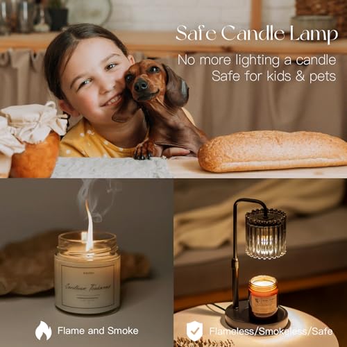 Candeldo Candle Warmer Lamp with Timer: Black Candle Warming Lamp Height Adjustable Wax Melt Warmer Dimmable Modern Farmhouse New Home Bedroom Decor Mothers Day Housewarming Gift for Women - Image 5