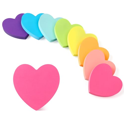 Bluckincle Heart Sticky Notes 8 Colors 100 Sheets/Pad, 800 Sheets Colorful Self-Stick Note Pads Stationary Cute Desk Accessories Office School Teacher Supplies Teacher Gifts - Image 1