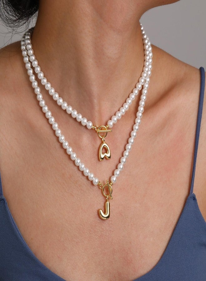 Btysun Initial Necklace Stocking Stuffers for Teens Pearl Necklaces for Women Bubble D Letter Necklace Gold Initial D Adjustable Pearl Choker Christmas Birthday Jewelry - Image 3