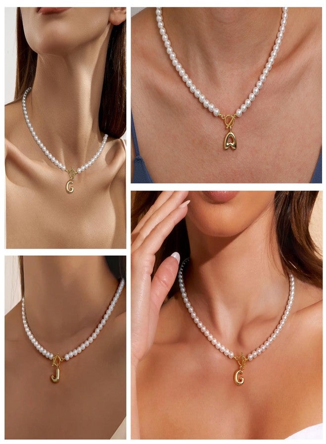 Btysun Initial Necklace Stocking Stuffers for Teens Pearl Necklaces for Women Bubble D Letter Necklace Gold Initial D Adjustable Pearl Choker Christmas Birthday Jewelry - Image 4