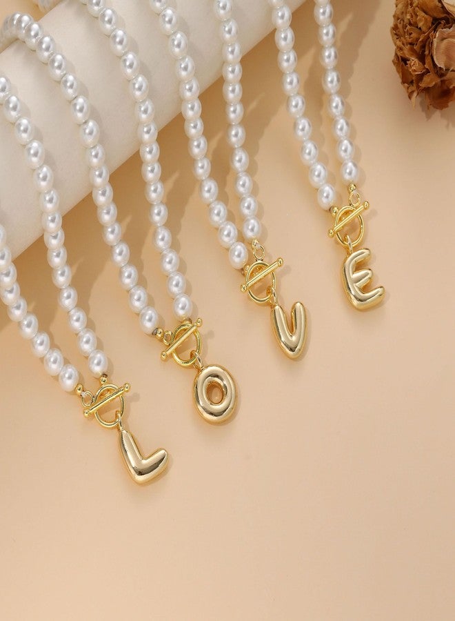 Btysun Initial Necklace Stocking Stuffers for Teens Pearl Necklaces for Women Bubble D Letter Necklace Gold Initial D Adjustable Pearl Choker Christmas Birthday Jewelry - Image 5
