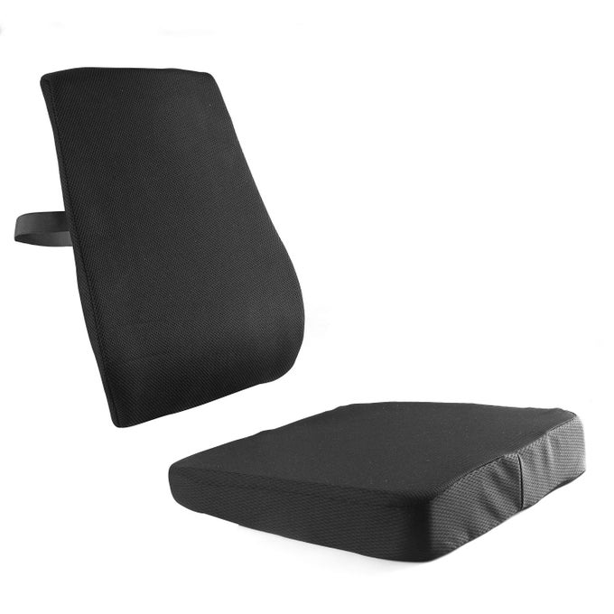 SOFT SEAT CUSHION LUMBAR SUPPORT FOR OFFICE CHAIR CAR WHEELCHAIR MEMORY FOAM PILLOW WASHABLE COVERS PACK OF 2 PCS