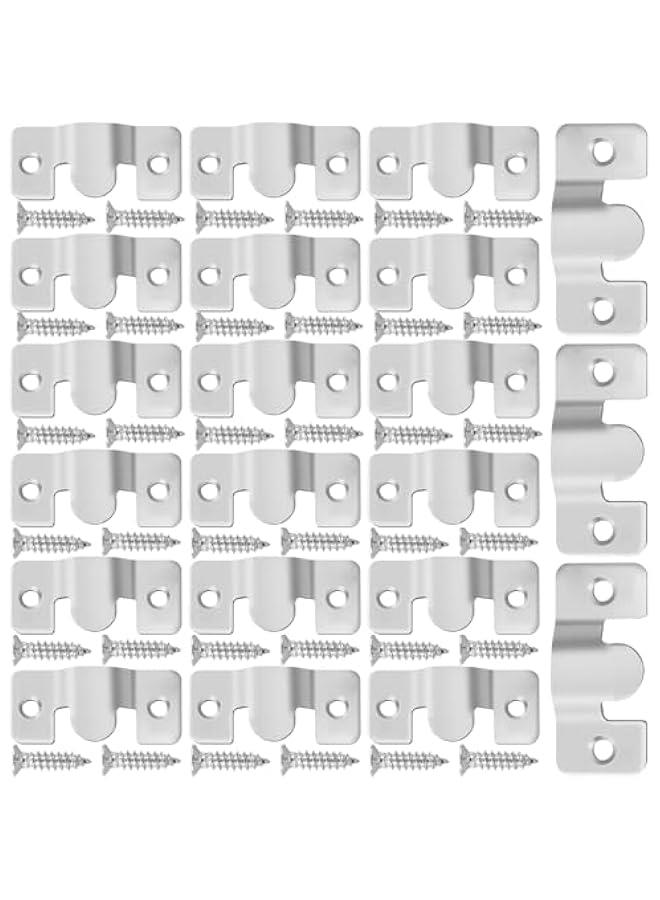 30 Pcs Flush Mount Bracket, Interlocking Photo Frame Hook, Stainless Steel Heavy Duty Picture Hanging Cleat, French Cleat Hanger with Screws, Mirror Hanging Brackets for Photo Shelf, Mirror, Artwork - Image 1