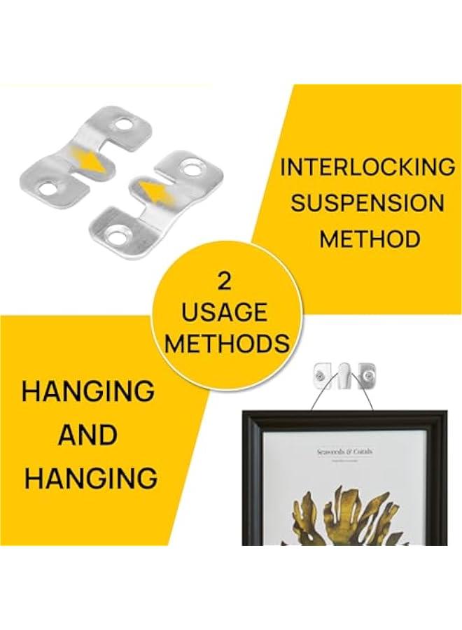 30 Pcs Flush Mount Bracket, Interlocking Photo Frame Hook, Stainless Steel Heavy Duty Picture Hanging Cleat, French Cleat Hanger with Screws, Mirror Hanging Brackets for Photo Shelf, Mirror, Artwork - Image 3
