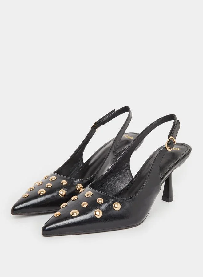ستايلي Styli Studded Singback Kitten Heel Pumps