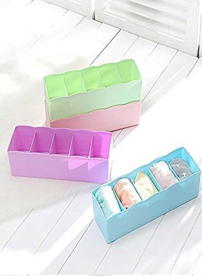 Filox Multipurpose Plastic Drawer Organizer, Dividers, Closet Storage Box (Set of 4) Stackable Wardrobe Rack for Home Underwear Innerwear Socks Undergarments - Image 1