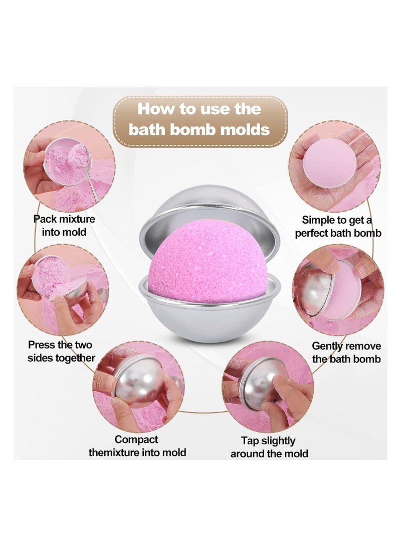 12 Pieces Bath Bomb Mold,6 Set Metal Bath Bomb Molds, Aluminum Alloy Semicircle Mold Tool for Crafting Your Own Fizzles Handmade SPA,Bath Bombs Press for DIY Making Supplies, 5.6 * 2.6cm  - Image 4