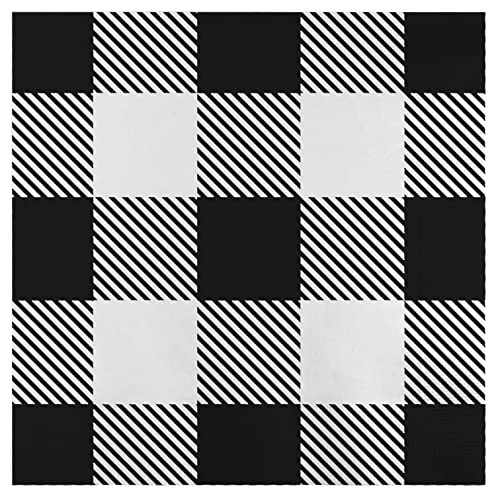 Iconikal 75Count Black Gingham Disposable Paper Party Napkins White Buffalo Plaid Dinner Size - Image 2