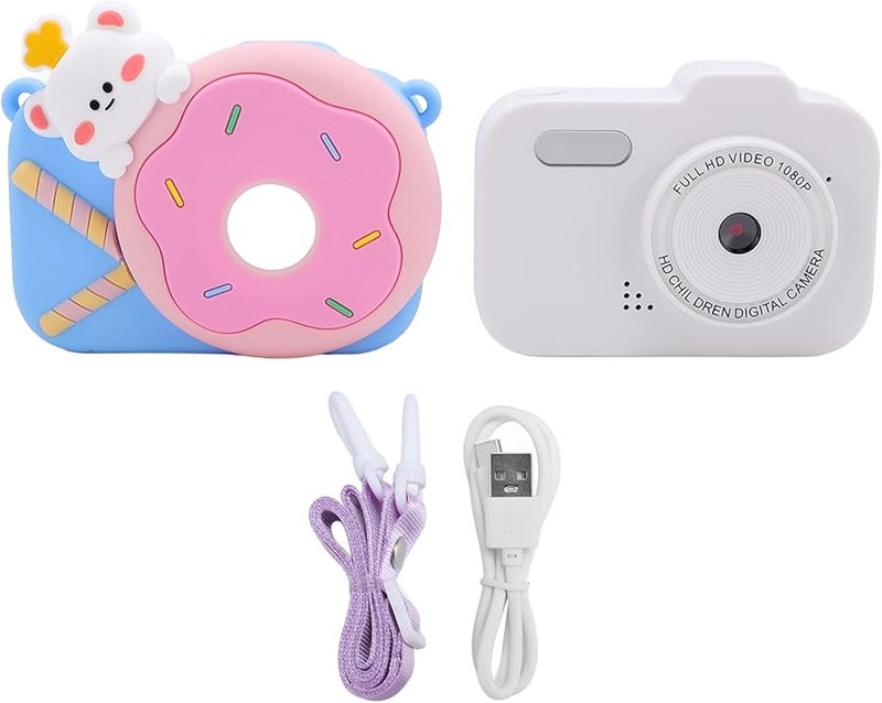 Blue Dual Lens 1080P Auto Focus Digital Camera Compact Shockproof Silicone Design with Filters and Music Gaming Features - Image 2