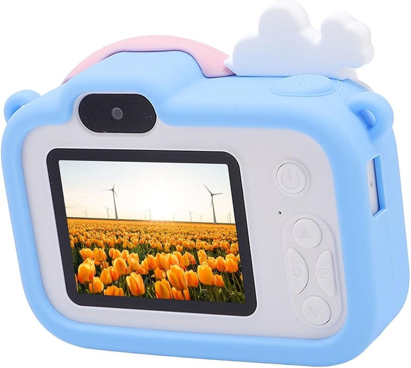 Blue Dual Lens 1080P Auto Focus Digital Camera Compact Shockproof Silicone Design with Filters and Music Gaming Features - Image 5