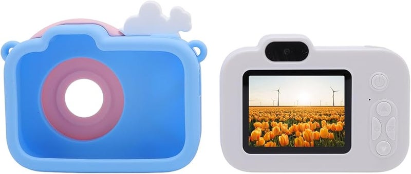 Blue Dual Lens 1080P Auto Focus Digital Camera Compact Shockproof Silicone Design with Filters and Music Gaming Features - Image 3