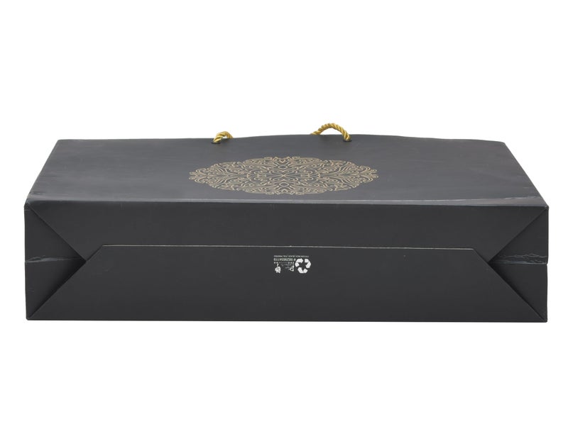 PPJ ® - ROUND MOTIF BLACK (GOLDEN FOIL PRINTED) PAPER CARRY BAG, 17 Inch X 13 Inch X 4 Inch for DIWALI/WEDDING/BIRTHDAY/CHRISTMAS, Pack of 10 - Image 5