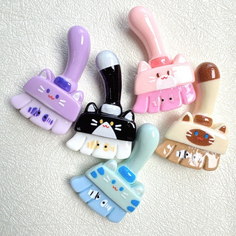 Cute Cartoon Cat Brush - Handmade Creative Cream Glue DIY Hair Clip, Phone Case Pendant & Resin Accessories