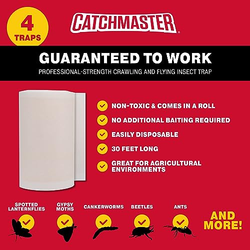 Catchmaster Tree Shield Lantern Fly & Ant Traps Insect Barrier, 4 Rolls 30ft Each, Outdoor Adhesive Crawling Insect Trap, Glue Traps to Protect Trees, Fruit & Plants, Pest Control Lawn & Garden - Image 2