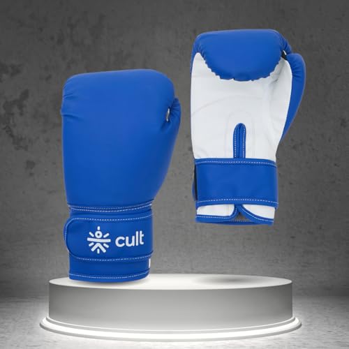Cult Neo Boxing Gloves 14 OZ – Pro-Style Training Gloves for Sparring, Heavy Bag & Mitt Work – Premium PU Leather, Shock Absorbing Padding, Ergonomic Design with Wrist Support – Blue & White - Image 2