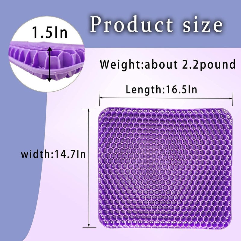 Seat Cushion, Gel Cushion, Relieve Fatigue, Can Relieve Back, Gluteal and Coccyx Pain, Ergonomic, Pressure Relief, Office, Car, Wheelchair (Purple) - Image 3