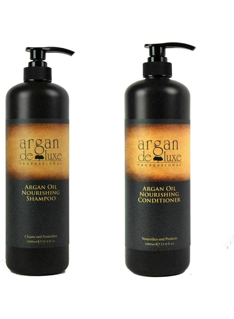 أرغان ديلوكس مجموعة شامبو وبلسم أرجان ديلوكس المغذي - ترطيب فائق - (2 × 1000 مل) - Image 1