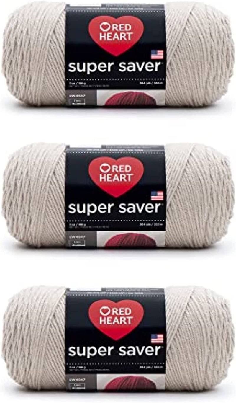 Red Heart Super Saver Oatmeal Yarn  3 Pack of 198g7oz  Acrylic  4 Medium Worsted  364 Yards  KnittingCrochet
