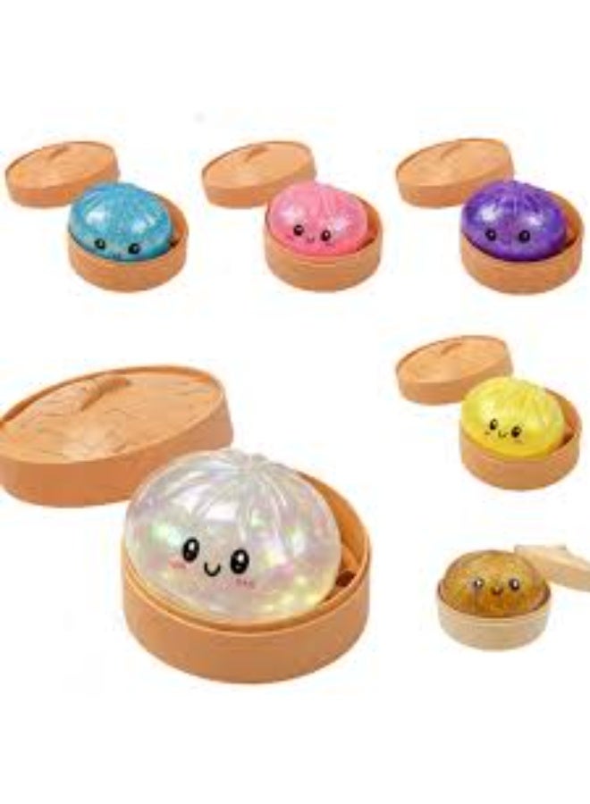 Mystery Dumplings - Soft, slow-bouncing sponge pastry - Rainbow-colored, sugary glitter edition - Stress-relieving and collecting toy with a rare Golden Glitter chance to create a random surprise balloon design - Image 3