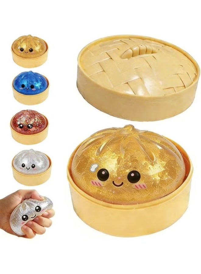 Mystery Dumplings - Soft, slow-bouncing sponge pastry - Rainbow-colored, sugary glitter edition - Stress-relieving and collecting toy with a rare Golden Glitter chance to create a random surprise balloon design - Image 5