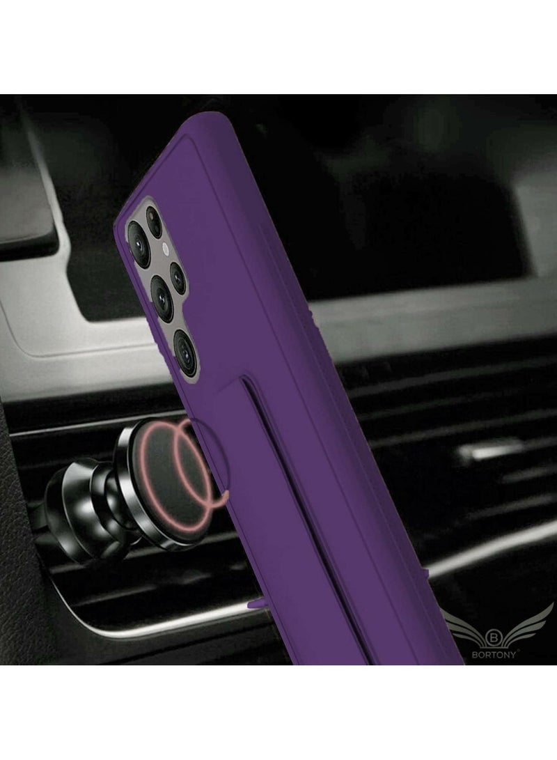 Denx Magnetic Case for Samsung Galaxy S23 Ultra, Back Stand Case Magnetic Car Holder, Premium Silicone Horizontal & Vertical Kickstand, with Multi Stand for Samsung Galaxy S23 Ultra (Deep Purple) - Image 3