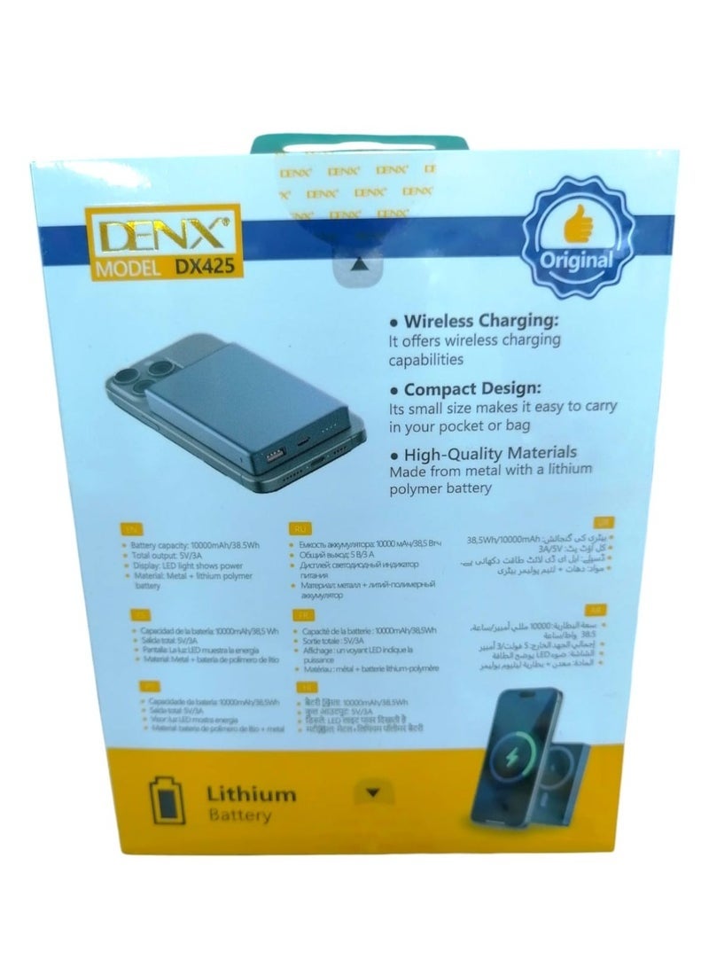 Denx 10000mAh بنك طاقة مغناطيسي مع شحن لاسلكي 38.5W USB-C شحن سريع محمول مع شاشة LED بطارية نحيفة للأجهزة المتوافقة مع MagSafe والهواتف الذكية للاستخدام أثناء السفر - Image 5
