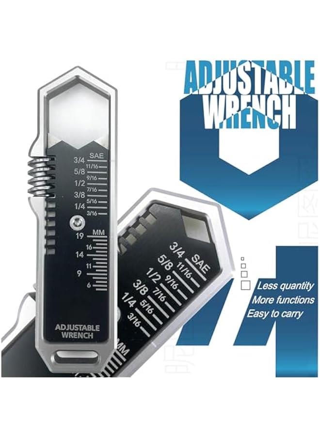 Pocket Wrench, EDC Adjustable Wrench 3/16-3/4 Inch, 5-19mm Detachable Pocket Tools, Stainless Steel Bottle Opener, for Maintenance, Camping, DIY  - Image 3