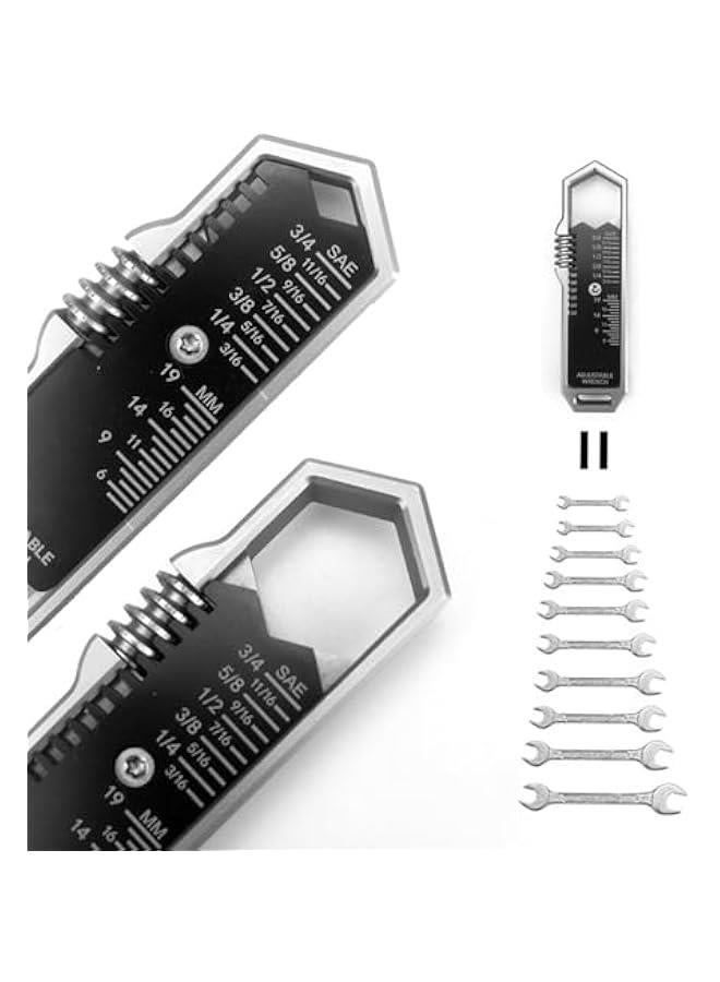 Pocket Wrench, EDC Adjustable Wrench 3/16-3/4 Inch, 5-19mm Detachable Pocket Tools, Stainless Steel Bottle Opener, for Maintenance, Camping, DIY  - Image 4