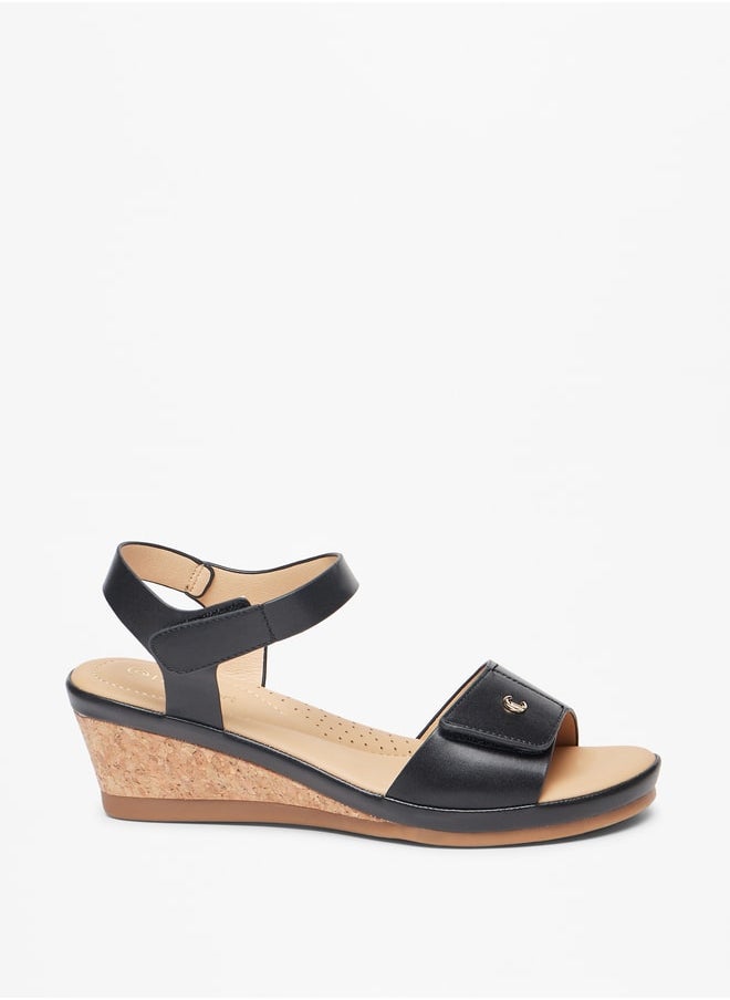 Le Confort - Women's Solid Cork Wedge Sandals with Hook and Loop Closure - Image 1