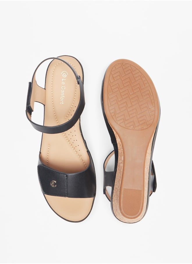 Le Confort - Women's Solid Cork Wedge Sandals with Hook and Loop Closure - Image 1