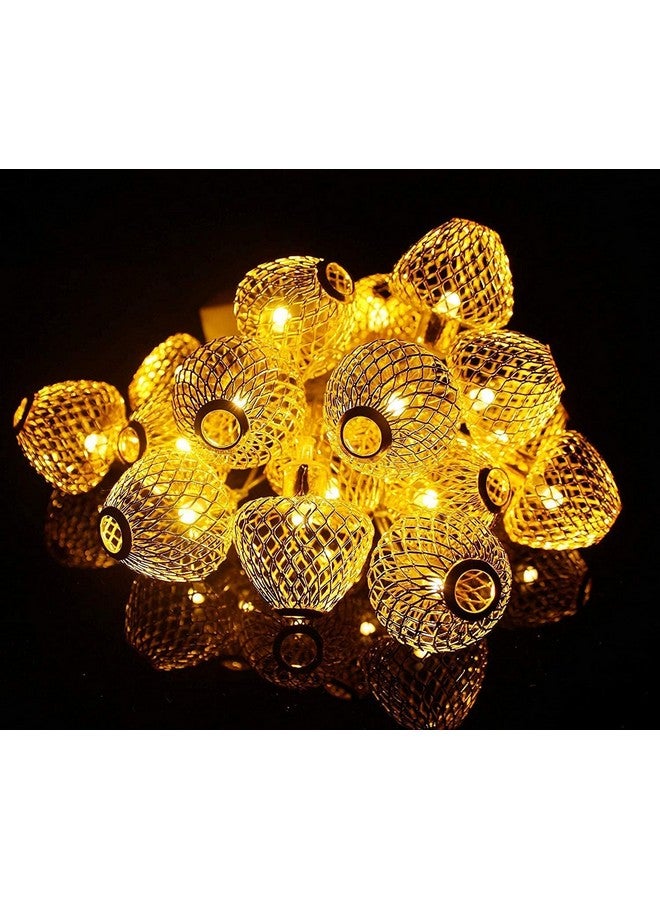 Litehom Litehom Moroccan Ball 11ft 14LED Fairy String Light Christmas Led Light for Home Decoration Lighting for Diwali, Outdoor Garden, Yard, Patio, Xmas Tree, Party, Home Decoration (14 Golden Apple)  - Image 2