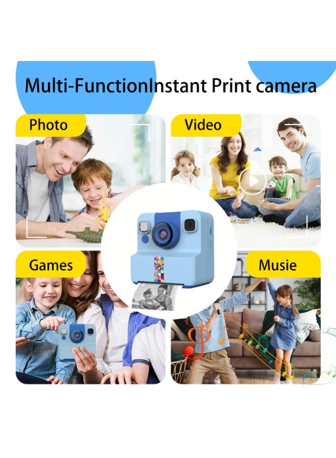 Instant Print Camera for Kids,Instant Camera for Girls Boys,Kids Camera Toys for Toddler 1080P HD Selfie Digital Camera with Print Paper & 32G Card,Birthday Gifts for Age 3-12 Years Old Blue - Image 4